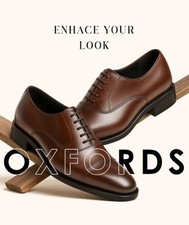 Handmade Men's Genuine Leather Brown Formal Oxford Brogue Lace Up Shoes For Men