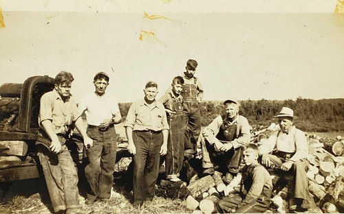 Rppc postcard lumberjack crew - lumberjack,