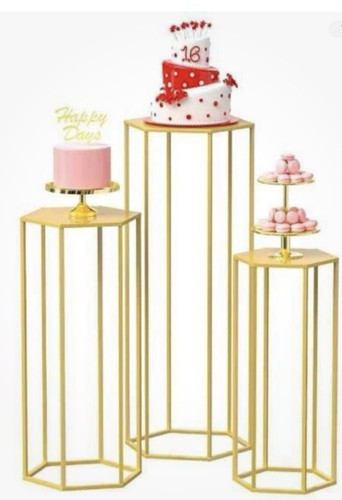 Hexagon gold metal cylinder - hexagon,