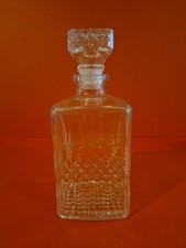 Vintage Glass Square Whiskey Decanter with Stopper Clear