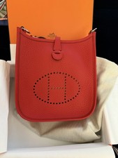 HERMÈS Evelyne Clemence 16 Palladium colour Rouge Radieux New Bag