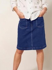 White Stuff Melody Women's Denim Skirt Ladies A-Line Outfit Knee Length Mid Rise