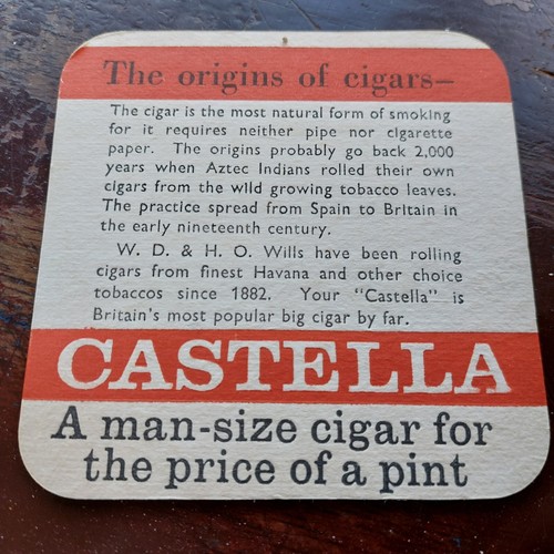 Castella cigars beer mat - castella,
