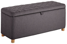 Home James Fabric Large Ottoman - Grey | Upholstered Storage Footstool Bench