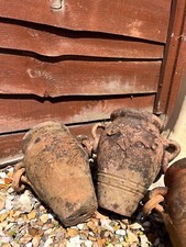 Salvaged Antique Hand Thrown Terracotta Garden Urns/ Olive Pots
