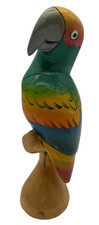 Hand Carved Painted Wooden Parrot Tropical Bird Figurine Statue - C104 O936