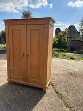Old Pine Double Knock Down Shelved Linen Press/Wardrobe/Cupboard