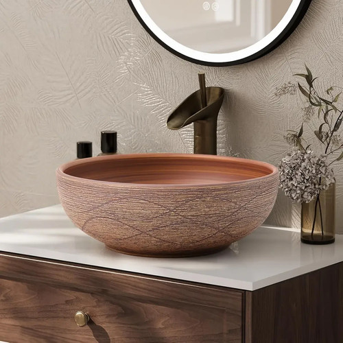 Round ceramic vessel sink - round,