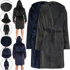 Ex-M&S Mens Dressing Gown Hooded Snuggly Luxury Thermal Fluffy Soft Cozy Robes
