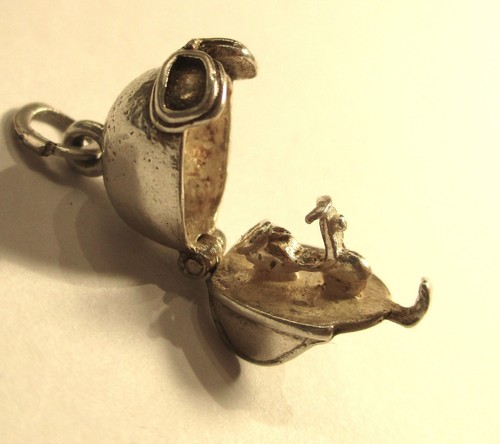 Silver vintage charm helmet - vintage,