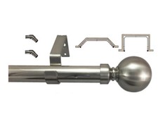 28mm Metal Eyelet Bay Window Curtain Pole Ball Finial Brushed Chrome 2.3m 3m 4m