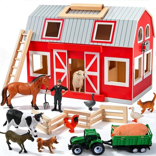 Wooden barn toys - with, 12