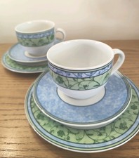 Wedgewood Home Watercolour  Pair Of Porcelain Cups , Saucers and Side Plates
