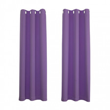 Black Out Thermal Eyelet Curtains - Room Darkening Polyester 2 Panel Pair
