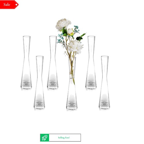 6pcs glass tall - 6pcs, vase