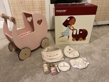 Moover Pink Wooden Dolls Pram