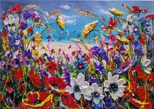 ORIGINAL ACRYLIC OIL  FLOWER