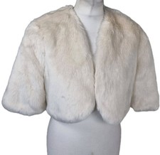 Coast Ivory Faux Fur Shrug Cover Up Size L BNWT Bridal Wedding Bolero