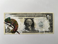Chameleon art USA dollar signed Emo 1/1 free banksy Martin Whatson gift New