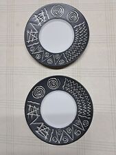 2 Genuine Habitat Scraffito Saucers 12cm 