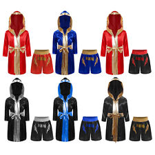 Kids Boxing Costumes 2Pcs Boxer Robe And Mma Shorts Sets Dress-up Party Outfits