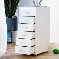 Metal A4 Filing 6 Drawers Unit Chest Cabinet Multi Tool Storage Nightstand Table