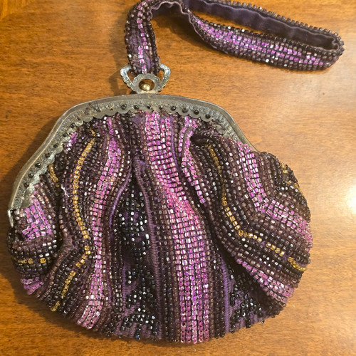 Vintage art deco beaded coin - deco,