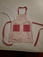 Kids Cotton Apron Girl Boy 3-8 Yrs Red White Cookie Cutter Shape Design Vgc