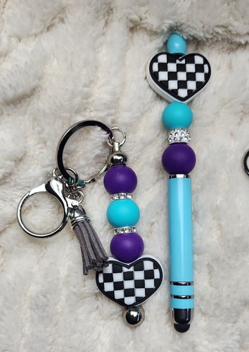 Purple turquoise checkered - &,