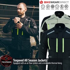 NEW Mens Motorcycle Waterproof Cordura Textile Jacket With Motorbike CE Armours