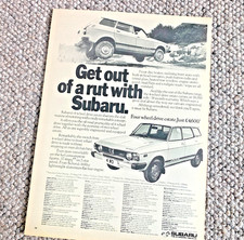 SUBARU 4 WHEEL DRIVE 1970s -  FRAMEABLE COLLECTIBLE ORIGINAL CLASSIC CAR ADVERT