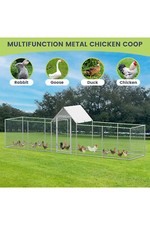 Large Chicken Run Walk In Coop Poultry Cage Enclosed Hen House Apex Roof Cover