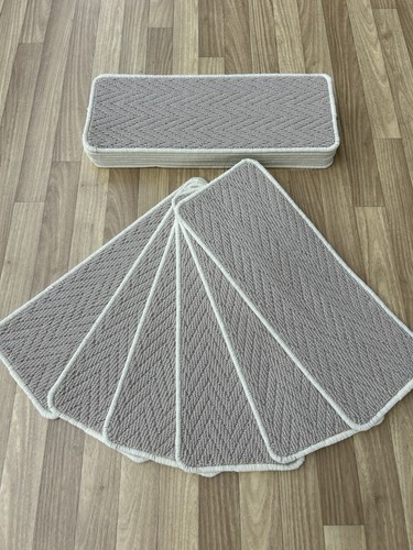 Cream herringbone stair - herringbone,