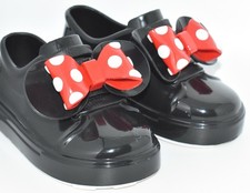Mini Melissa Mickey & Minnie Mouse Black Rubber Slip On Baby Girls Shoes (6)