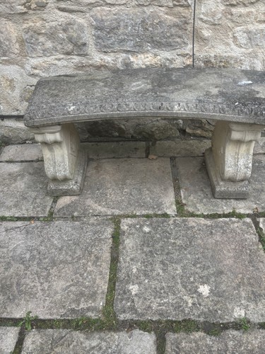 Stone curved garden seat heavy - stone,