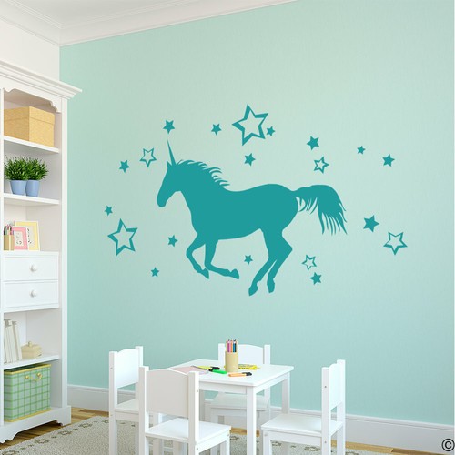 Unicorn stars vinyl wall - stars,