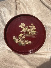 Vintage Japanese Lacquerware Round Tray Obon