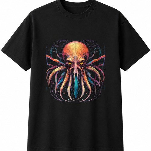 Colourful giant squid - colourful, sea