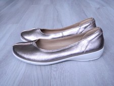 Hotter Robyn STD Ladies Comfort Ballerina Loafer Shoes Gold Size 5.5