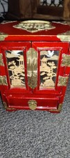 Vintage Chinese Style Red Lacquered Jewellery Box