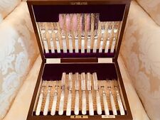 Cased 24 Piece Mother of Pearl Solid Silver & Silver Plate, Cutlery Set