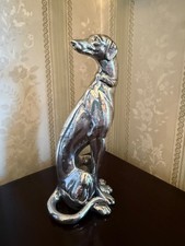 Greyhound Dog Figure Ornament. with a Chrome like Finish. 7" (17 m) Tall