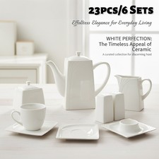 23pc White Porcelain Tea Set