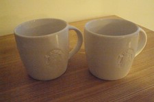 2 x Starbucks Coffee Mugs G White Mermaid Embossed Logo  Large 2019