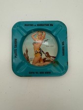 60'S Tin Pin-up Glamour Girl 4.5" Bar Ashtray, Wisconson Vintage Risque