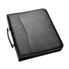 Arpan A4 Conference Folder with Handle, Zipper Ringbinder Portfolio Folder Black