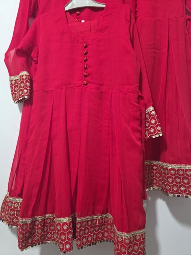 Red chiffon frock - red, dress