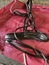 Full Size Dark Havana Quality English Leather Flash Bridle. Padded Nose Plaited