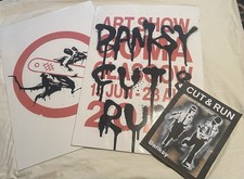 BANKSY CUT AND RUN GLASGOW EXHIBIT POSTERS- UNFRAMED + 25 Years Card Labour Book