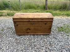 Rustic Victorian Pine Chest / Trunk / Box / Domed Top Trunk
